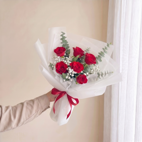 Ramo de 6 rosas rojas